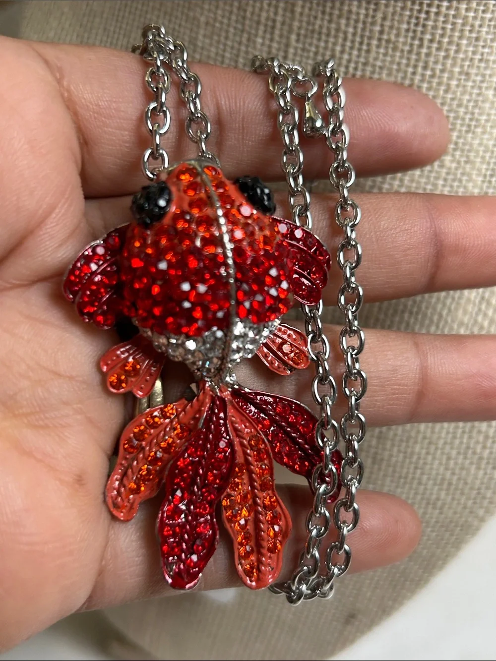 Red Goldfish Pendant Necklace - Fashion Jewelry